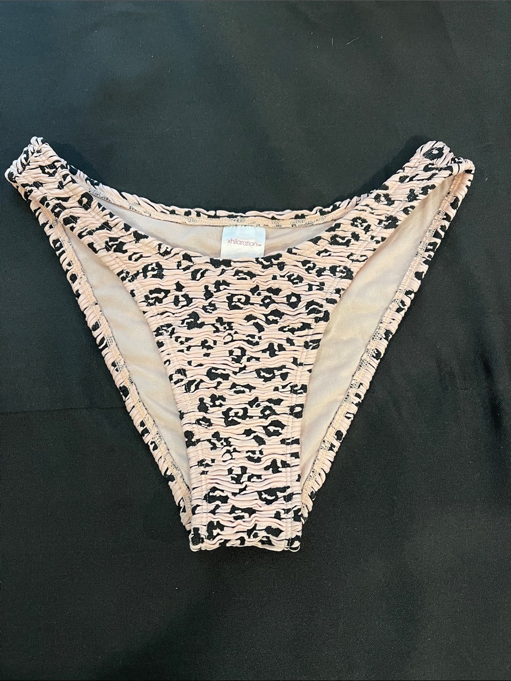 Xhilaration Black and Blush Leopard Smocked Bikini Bottoms